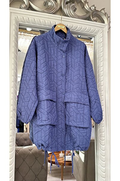 Invee İNVEE 6913 İndigo Kapitone Ceket