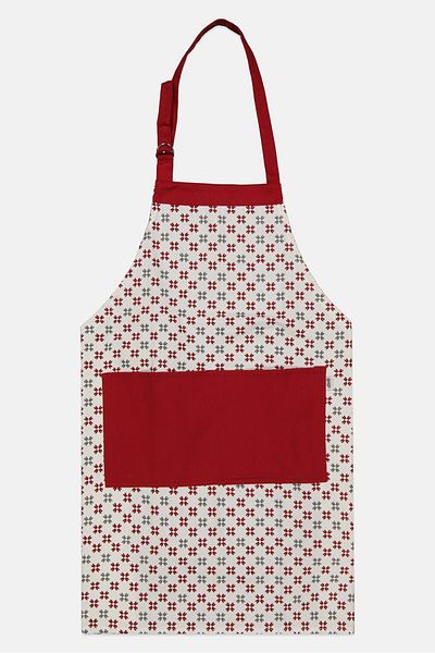 Sttelli Floral Pattern Adjustable Kitchen Apron, White