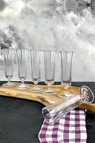 Kapris 6 Lı Ayaklı Kahve Yanı Flüt Bardak