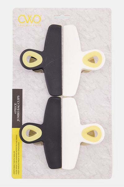 Cook With Color 4 Pieces Jumbo Bag Clips, Black