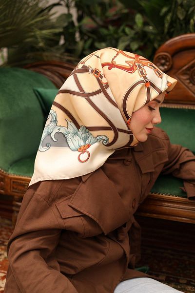 Silk Home Tivil Silk Scarf 11436-07 Brown Mixed Pattern
