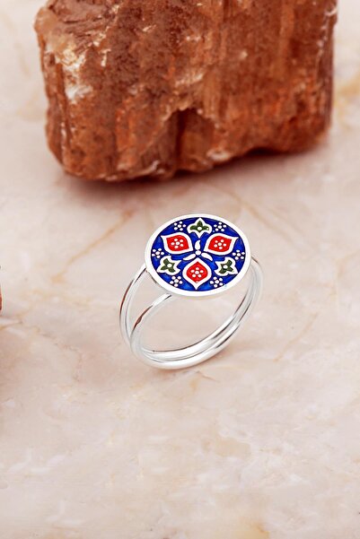 Sümer Telkari Anadolu Motifli Mineli Elişi Gümüş Yüzük 5889