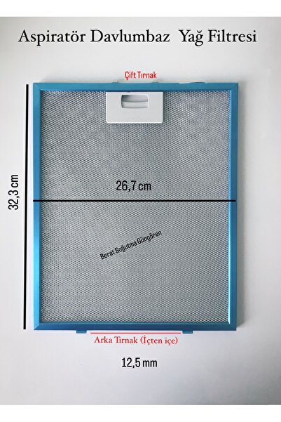 beratsogutma 26,7 x 32,3 cm Kumtell Luxell Dp6 Davlumbaz Filtresi