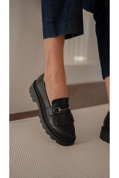 ECENİN BUTİĞİ Osim Black Genuine Leather Loafer Shoes