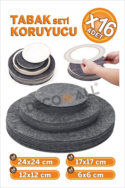 DECOMALL 16 Parça Keçe Tabak Koruyucu Tabak Ayırıcılar Porselen Koruyucu Cam ...