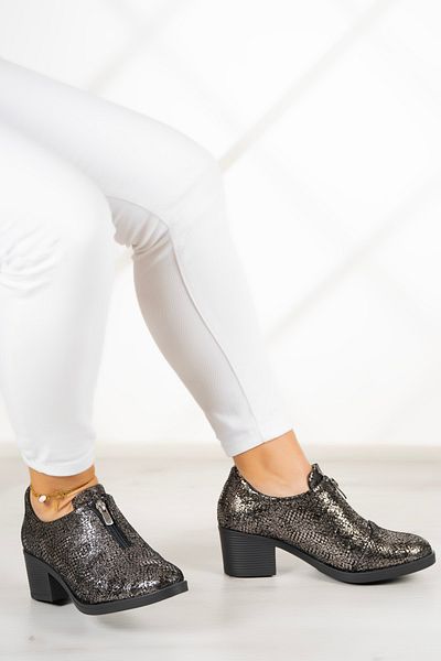 Erkan Saçmacı Pantofi casual cu toc din piele naturală Brittany Silver Snake