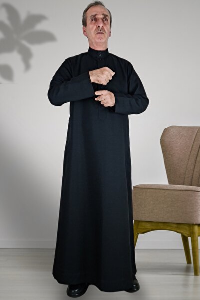 Royal Attire Hac Umre Kıyafetleri/Ön Düğmeler Açık Ve Uzun Kollu Düğmesiz Cepli/Namaz Cübbesi/erkek elbise