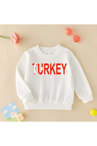 CDA Love Turkey Unisex Baby Girl Boy Λευκό φούτερ