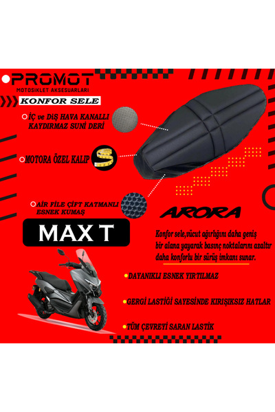 MOTOSEPETİM Arora Max-T Konfor Sele Koltuk Kılıfı Hava Destekli KALIN SÜNGERLİ