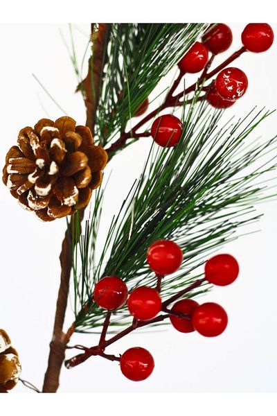 Astaş Christmas Decor Pine Branched Berry Cocked Ornate Decorative Branch 58 cm
