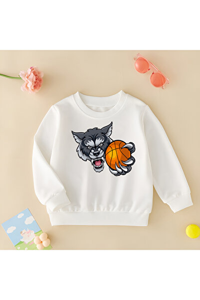 CDA Jucător de baschet Wolf Unisex Fată Băiat Bebeluș Hanorac alb