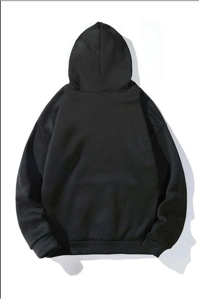 Mikro Hanorac cu glugă unisex negru cu imprimeu New York