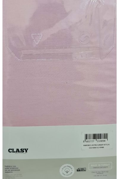 Clasy طقم ملاءات مطاطية فردية باللون الوردي V12 - 100x200