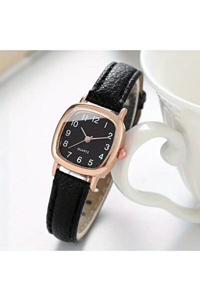 QUARTZ ساعة يد نسائية كلاسيكية كلاسيكية - سوار من الجلد وإطار مربع في صندوق خاص