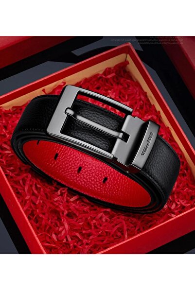 William Polo WilliamPolo Hakiki Deri Italy 2024 Kırmızı Detaylı Kemer