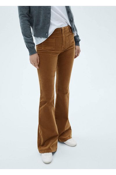 MANGO Woman Дънки от рипсено кадифе с разкроени джобове