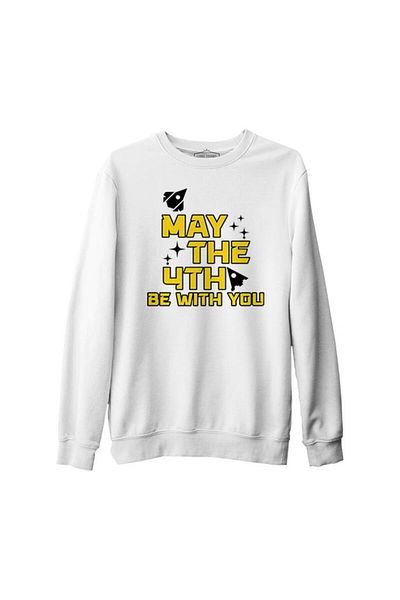 Lord T-Shirt May The Fourth With Ships And Stars White Men's Thick Sweatshirt