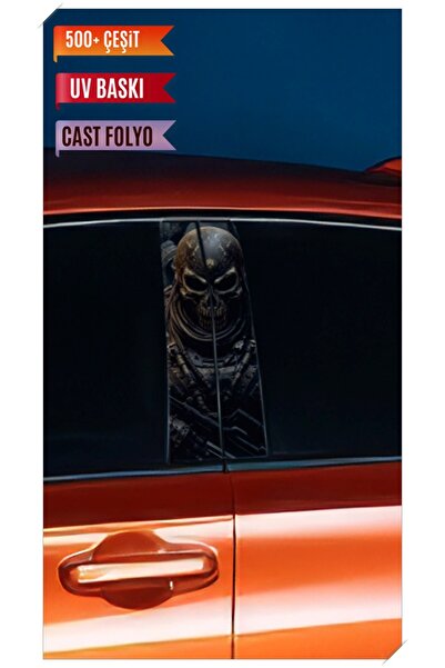 HMNL Araç Kapı Direk Kaplama Folyosu Kuru Kafa Desenli (Sağ Sol Takım) (2 Ade...