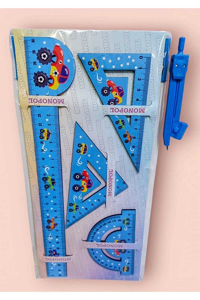 izmir yazici servis Car Themed Wooden Ruler Set with Compasses Gift 30 Cm. Ruler Protractor Miter Goniometer Set Angle Gauge