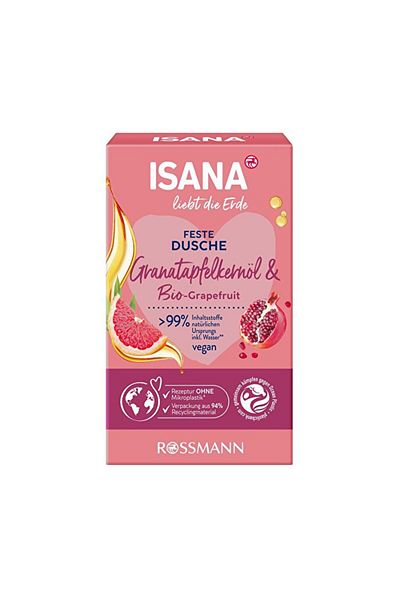 ISANA - Love Nature Solid Shower Gel - Pomegranate Seed Oil & Organic Grapefruit - 100 Gr