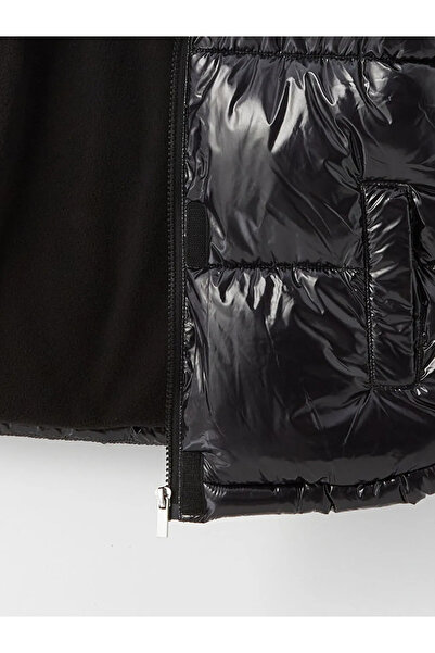 LC Waikiki LCW Kids Ново черно палто с качулка за момичета