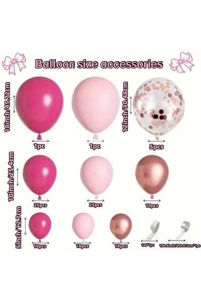 DÜVENCİ TİCARET 99 Pieces Pastel Pink and Rose Gold Balloon Assortment: Perfect for Birthday Parties