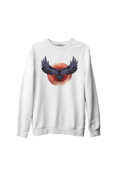 Lord T-Shirt Raven Bird Screaming White Men's Thick Sweatshirt