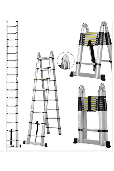 Lika Çift Çıkışlı Teleskopik Merdiven, 5 metre, 8+8 basamak