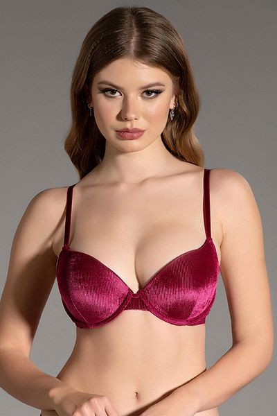 C&City Gepolsterter Doppel-Push-up-BH aus Samt, C18185, Lila