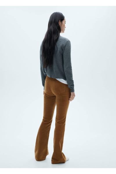 MANGO Woman Cepli Flare Fitilli Kadife Jean Pantolon