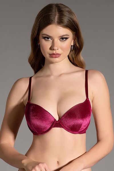 C&City Gepolsterter Doppel-Push-up-BH aus Samt, C18185, Lila