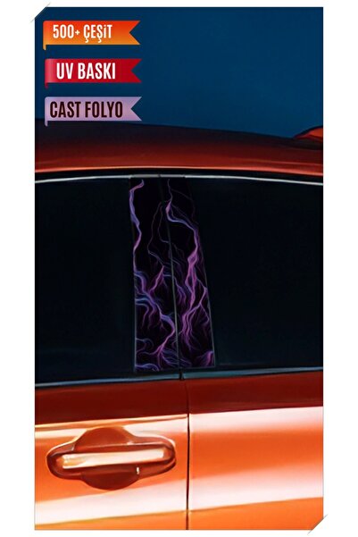 HMNL Araç Kapı Direk Kaplama Folyosu Desenli (Sağ Sol Takım) (2 Adet) - 22x50 Cm