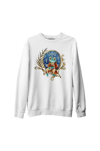 Lord T-Shirt A Frog In Front Of A Mirror White Men's Thick Sweatshirt