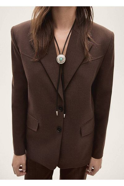 MANGO Woman Mini-Blazer aus Stoff mit Hahnentrittmuster