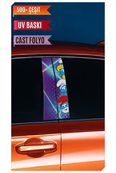 HMNL Araç Kapı Direk Kaplama Folyosu Şirinler The Smurfs Desenli (SAĞ SOL TAK...