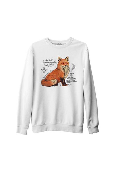 Lord T-Shirt A Fox Sketch With Handwritten Notes White Men's Thick Sweatshirt