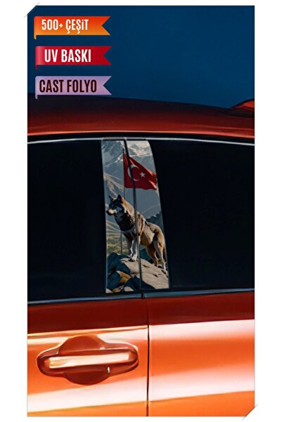 Hobi Butik Araç Kapı Direk Kaplama Folyosu Türk Kurt Desenli (Sağ Sol Takım) ...