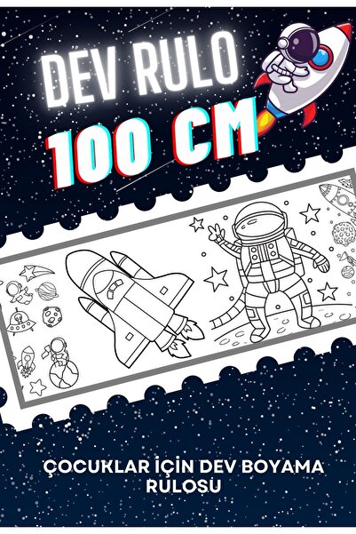 Sticksy Uzay Astronot Temalı Dev Boyama Kağıdı 1 Metre Tatil Aktivite Rulosu ...