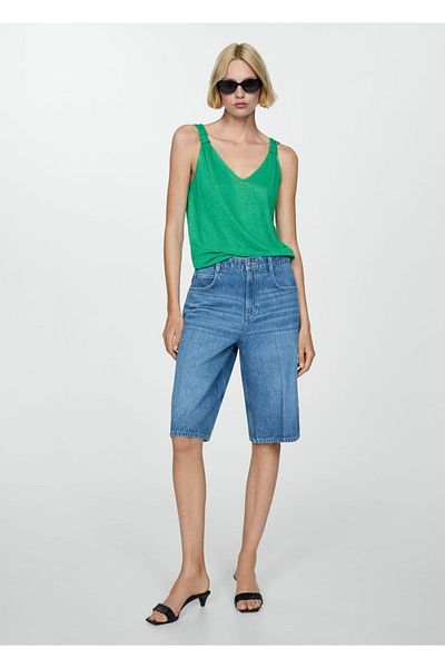 MANGO Woman Leinenbluse mit geknoteten Trägern