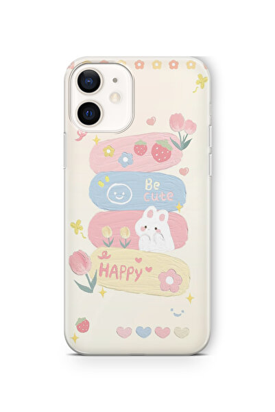 Space Star iPhone 12 Mini Uyumlu Be Cute Tasarım Baskılı Şeffaf Kılıf