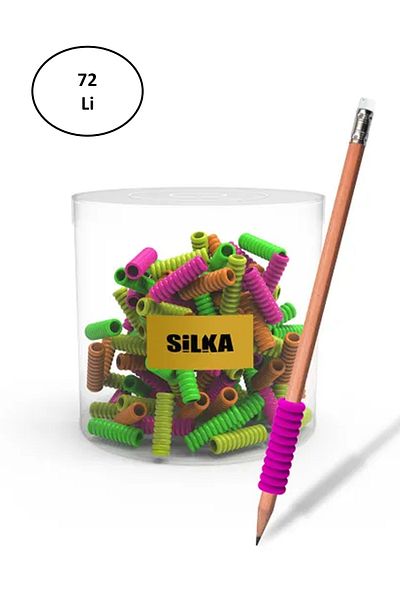 Silka Neon Spiral Kalem Tutma Aparatı 4 Renk Art.35n (72 Lİ PAKET)