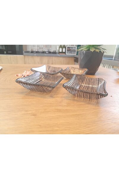 Zuzu Renkli Çizgili Desenli 4'lü Kahvaltılık Sosluk- 7,5x10cm