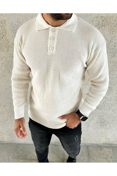 ROBERTO BORNOVA Ecru 3 Button Thessaloniki Knitted Sweater