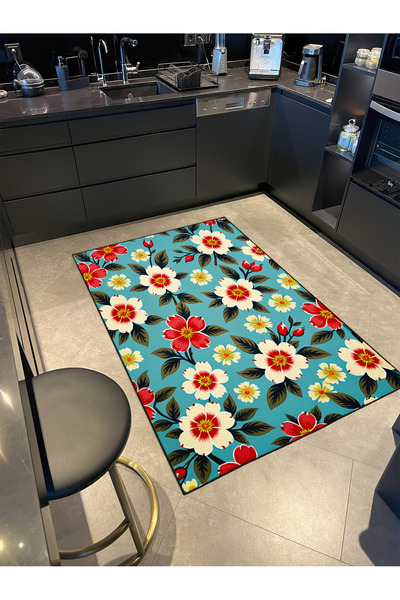 Rugs Modern Halı Συλλογή Paris Μοντέρνο διακοσμητικό χαλί με μπλε θέμα και φλ...