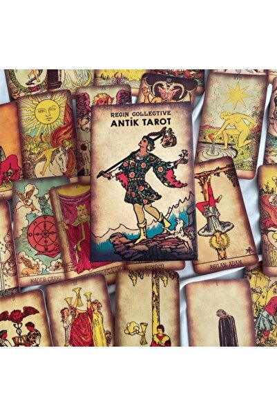 DÜKKAN DESİGN Büyük 78 Antik Tarot Kartı Ve Başlangıç Tarot Kitabı
