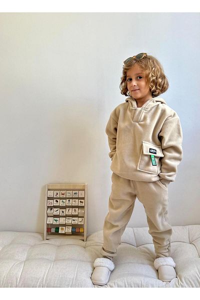YİGİT BUTİK Yigit Boutique Fleece Fabric Hooded Boy Set