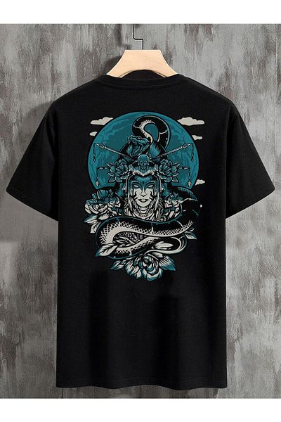 Relax family xf Tricou oversize unisex cu imprimeu Geisha negru