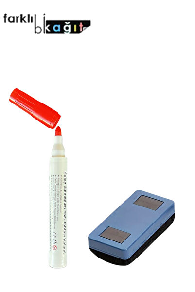 Farklı Bi Kağıt Beyaz Tahta Kalemi +1 Mıknatıslı Silgi 2'Set