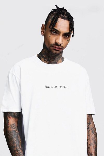Relax family xf Tricou alb oversize pentru bărbați - Abse Model