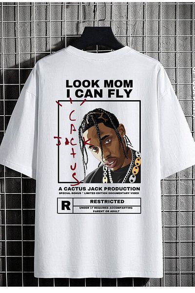 Relax family xf Tricou alb oversize pentru bărbați - cu model cactus
